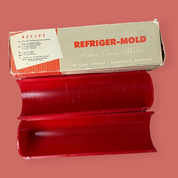 🍪 VTG REFRIGER-MOLD ICEBOX COOKY COOKIE MAKER FORM WITH RECIPES BY GLADD CO - Picture 6 of 7